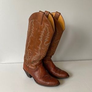VINTAGE Justin brown cognac leather western cowboy boots